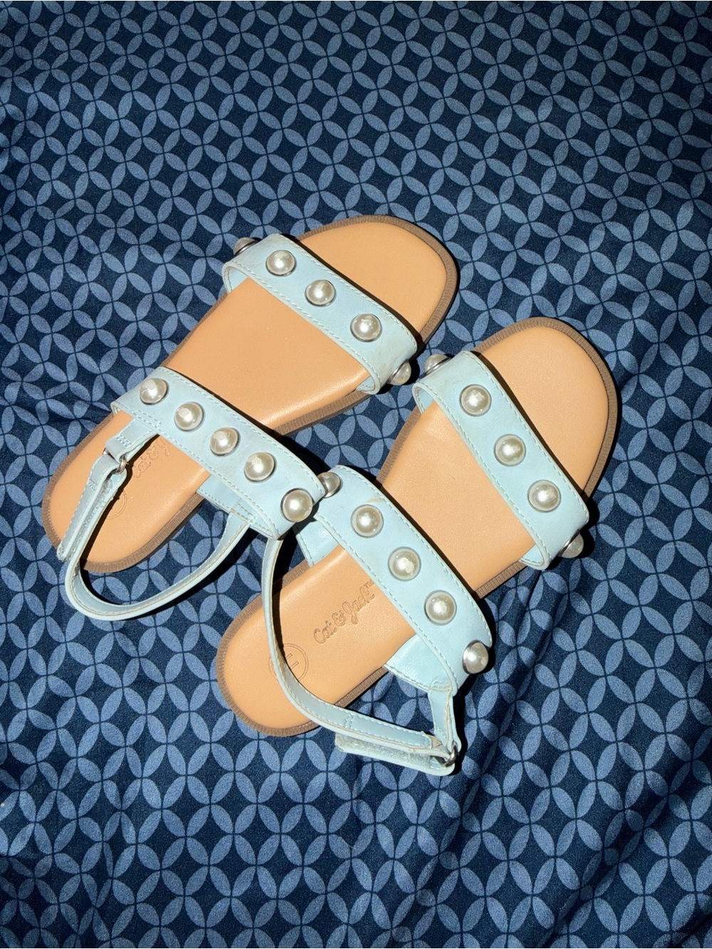 Cat & Jack Light Blue Pearl-Trim Girls' Sandals